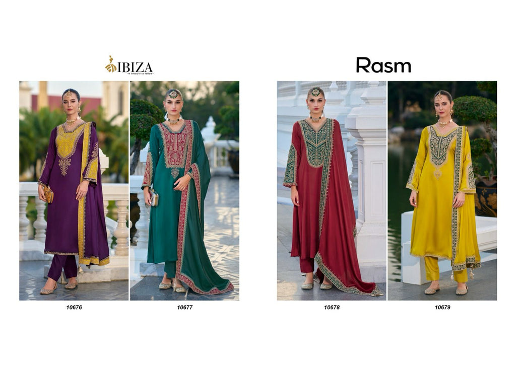 RASM Pure Gajji Silk Eid Wear Unstitched Salwar Suit 4 Pieces Catalog