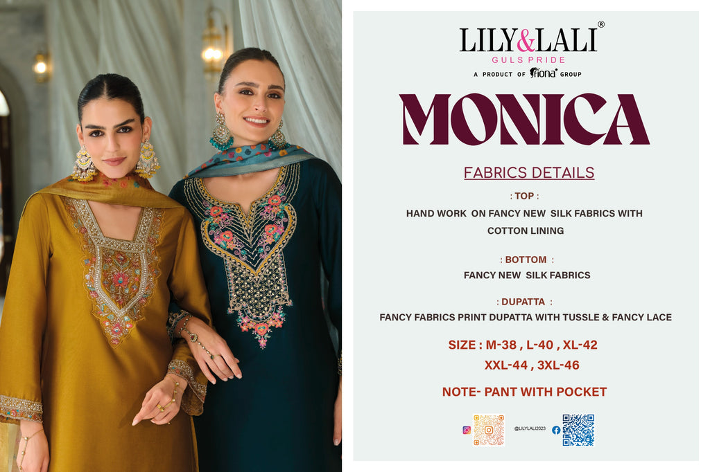 Monica Fancy Silk Hand Work Festival Wear  Readymde Salwar Suit 4 Catalogue