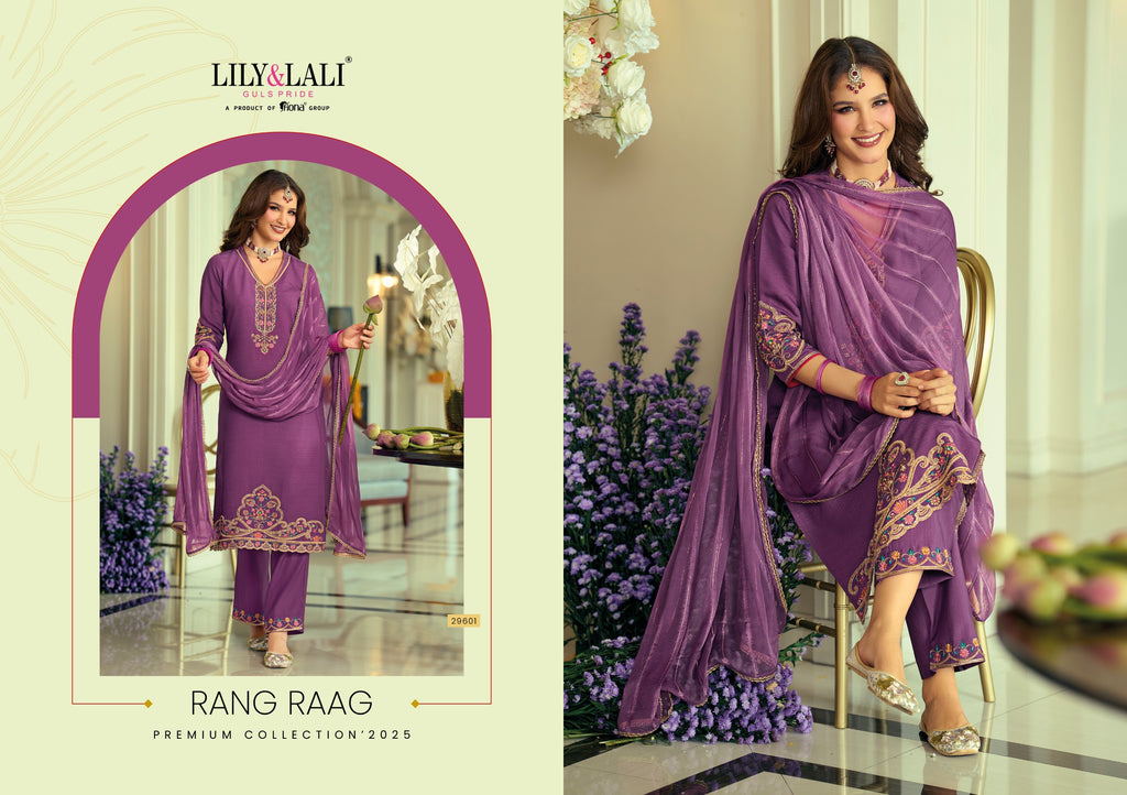Rang Raag Viscose Silk Embroidery And Hand Work Festive Wear Readymade Salwar Suit 4 Piece Catalogue
