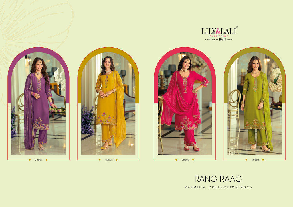 Rang Raag Viscose Silk Embroidery And Hand Work Festive Wear Readymade Salwar Suit 4 Piece Catalogue