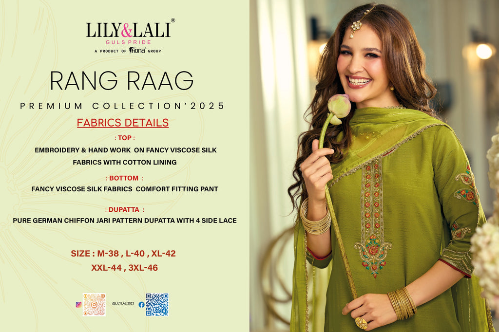 Rang Raag Viscose Silk Embroidery And Hand Work Festive Wear Readymade Salwar Suit 4 Piece Catalogue