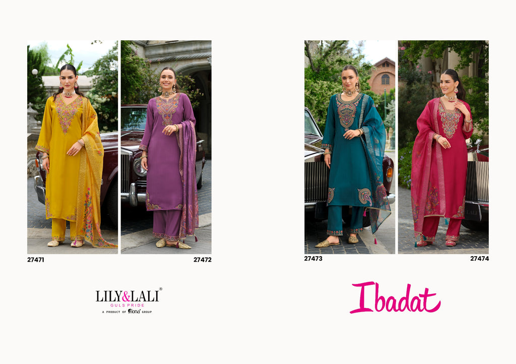 Ibadat Handwork Fancy Viscose Silk Eid Special Readymade Salwar Suit 4 Pieces Catalog