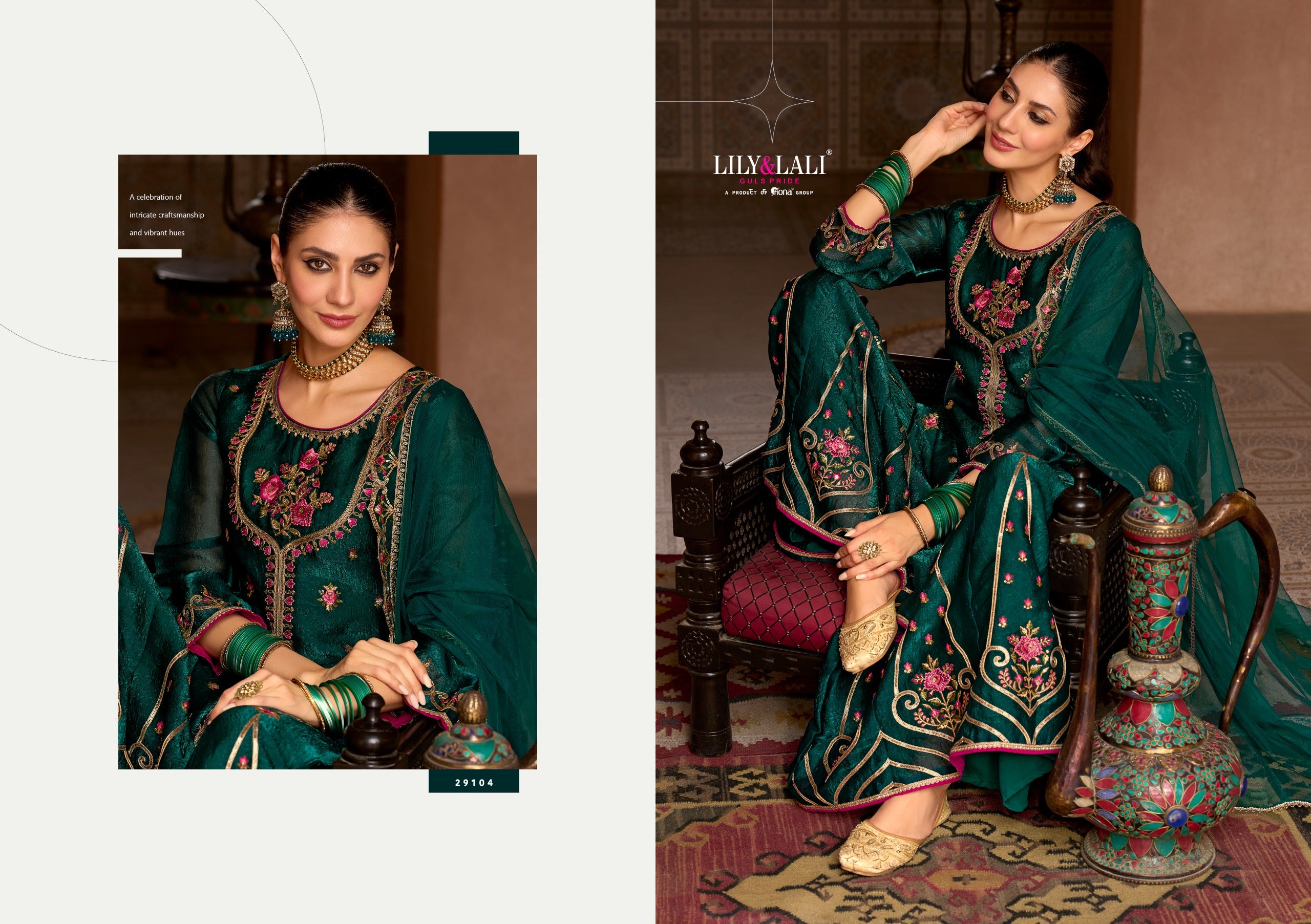 Andorra Embroidery Work Fancy Silk Festive Wear Readymade Palazzo Suit 4 Pieces Catalog