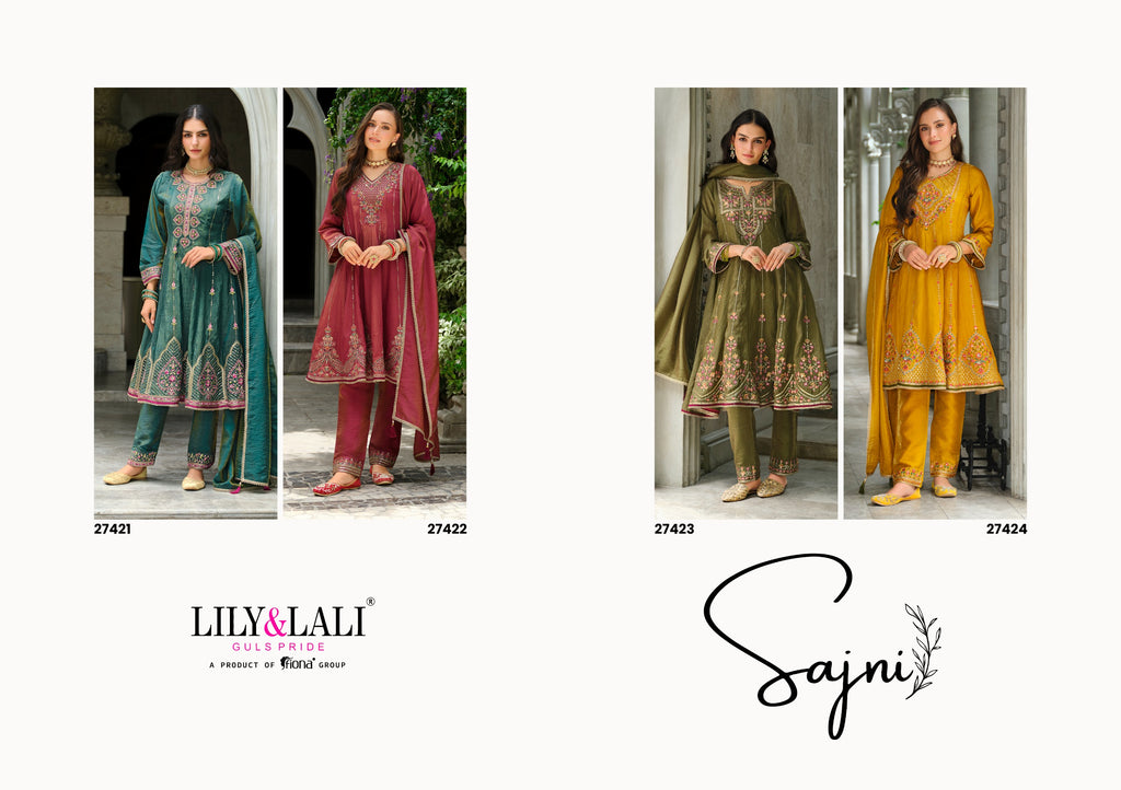 Sajni Embroidery Work Viscose Silk Occasional Wear Readymade Salwar Suit  4 Pieces Catalog
