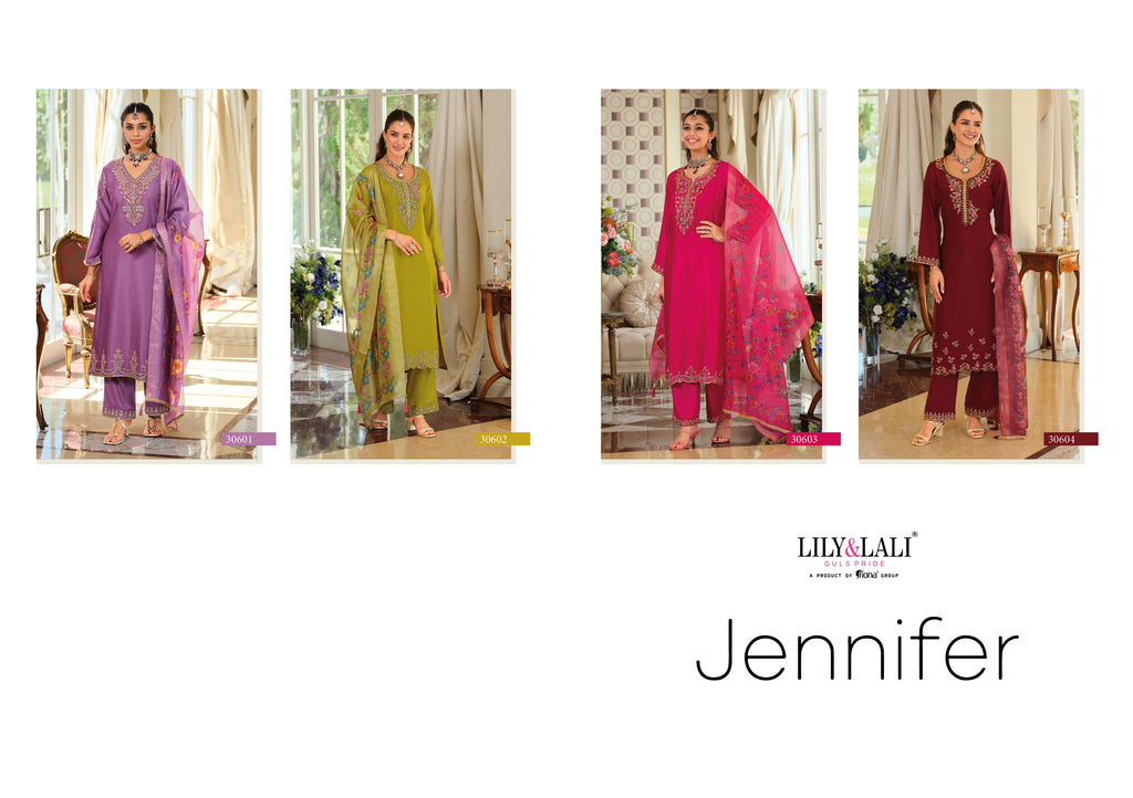 Jennifer Heavy Handwork Pure Viscose Gajji Silk Readymade Salwar Suit  4 Pieces Catalog