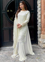 Georgette  White Festival Wear Sequence Work Readymade Pakistani Suit