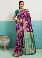 Wine  Banarasi Silk Weaving Work Occasional Wear Saree SW613773