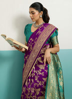 Wine  Banarasi Silk Weaving Work Occasional Wear Saree SW613773