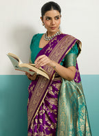 Wine  Banarasi Silk Weaving Work Occasional Wear Saree SW613773