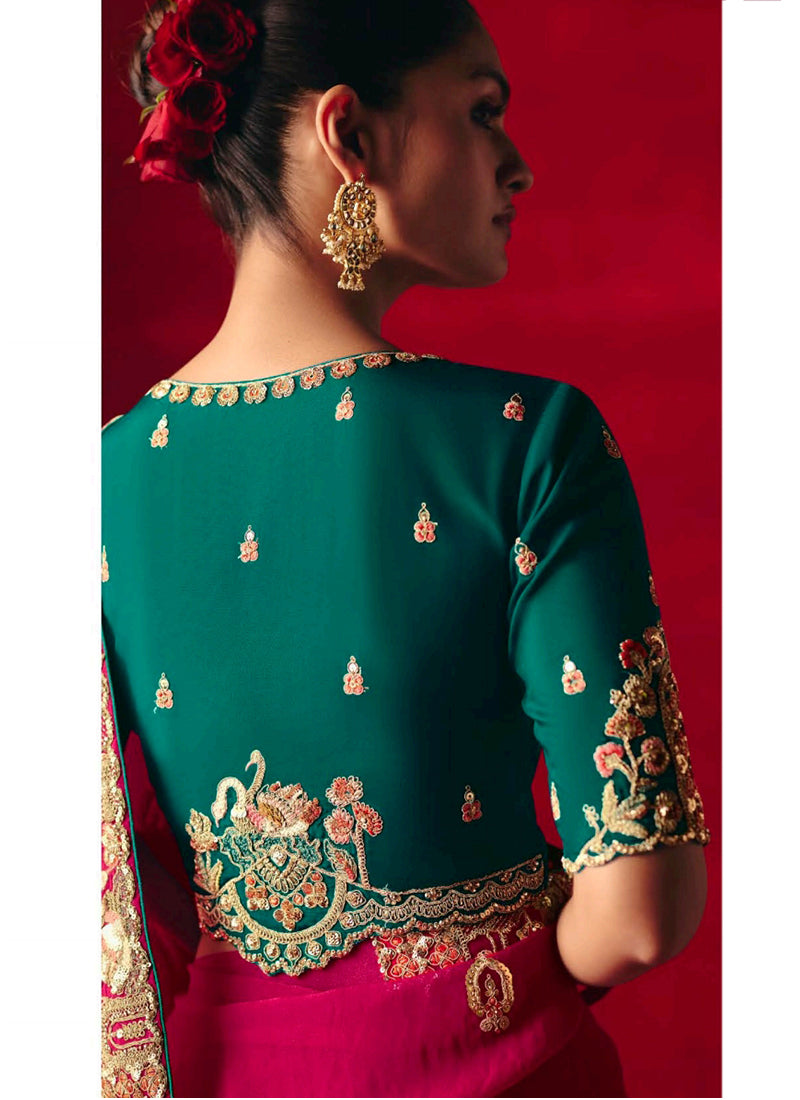 Fancy Silk Red Wedding Wear Embroidery Work Wedding Saree 388695