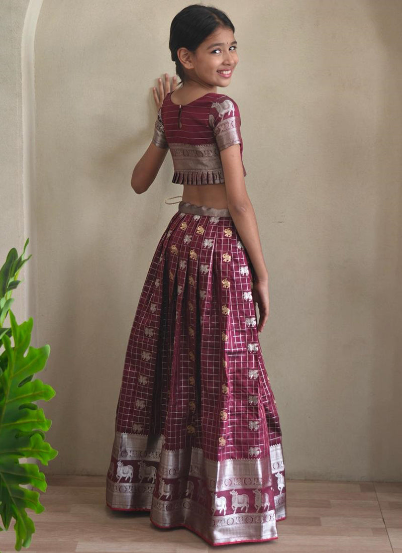 Soft Silk Wine Festival Wear Printed Work Readymade Lehenga Choli