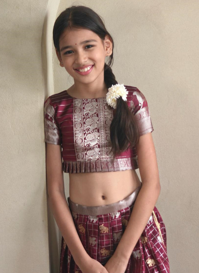 Soft Silk Wine Festival Wear Printed Work Readymade Lehenga Choli