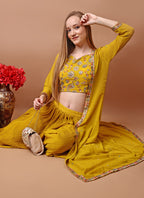 Yellow Georgette Embroidery Work Occasional Wear Readymade Designer Suit SW733238