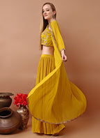Yellow Georgette Embroidery Work Occasional Wear Readymade Designer Suit SW733238