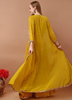 Yellow Georgette Embroidery Work Occasional Wear Readymade Designer Suit SW733238