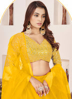 Yellow Georgette Sequins Work Wedding Wear Lehenga Choli SW707548