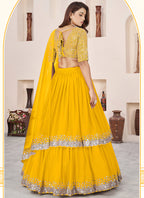 Yellow Georgette Sequins Work Wedding Wear Lehenga Choli SW707548