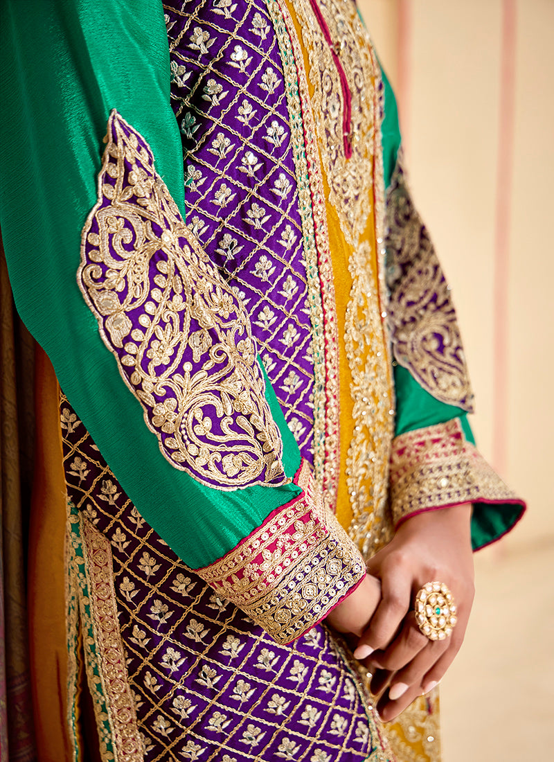 Heavy Chinnon Yellow Eid Wear Embroidery Work Readymade Pakistani Suit