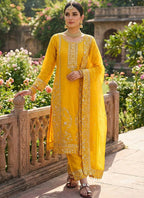 Yellow Silk Sequins Work  Festival Wear Readymade Plazzo Suit SW971072
