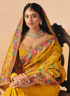 Yellow Silk Sequins Work  Wedding Wear Saree SW388959