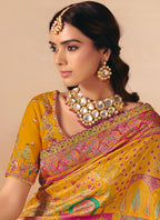 Yellow Silk Sequins Work  Wedding Wear Saree SW909071